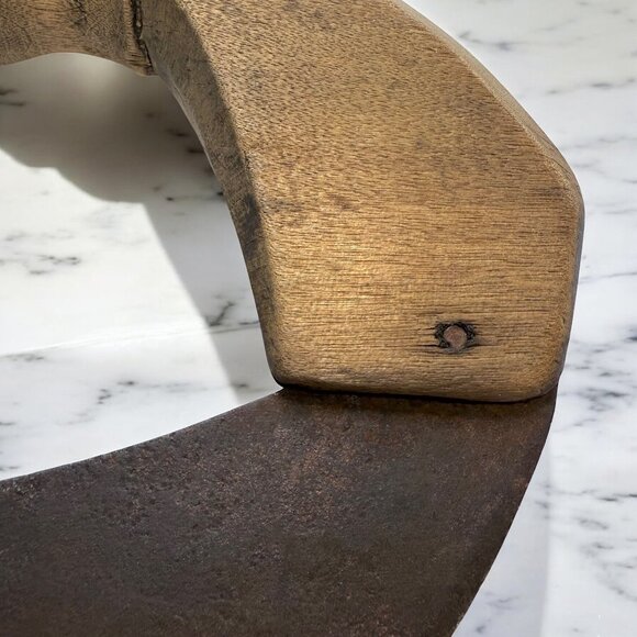 Antique Chopping Ulu Kitchen Knife , Hand Forged, Curved, Half Moon Blade - Picture 3 of 12